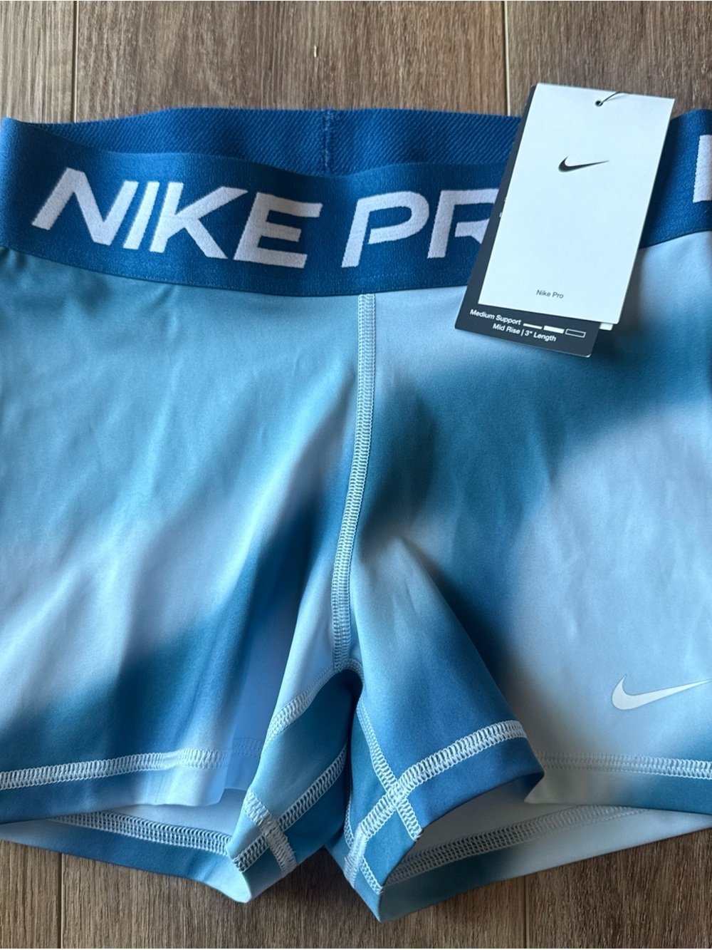 Nike Pro Blue Ombre Athletic Compression Shorts